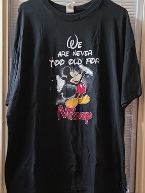 Gildan Black Womens Mickey Mouse Tee with Red & Yellow Accents